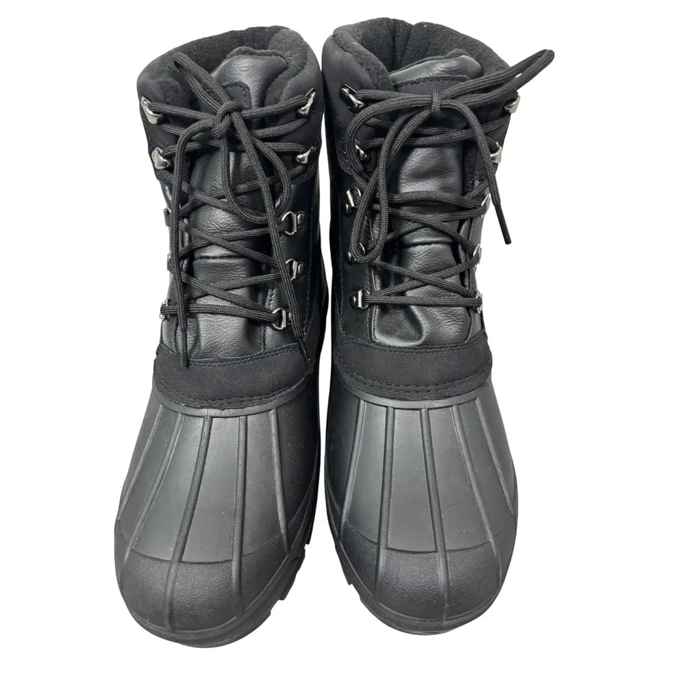 London Fog Jayson Mens Black Winter Boots SZ 12 200g Thinsulate Water Resistant